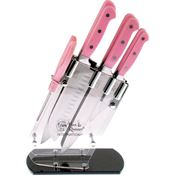 Hen & Rooster I036 Seven Piece Kitchen Set Knife with Pink ABS Handle