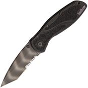 Kershaw 1670TTSST Blur with Part Serrated Tiger Striped Blade Part Serrated Tanto Point Linerlock Folding Pocket Knife