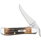 Case 65303 Russlock Burnt Bonestag Clip Point Linerlock Folding Pocket Knife