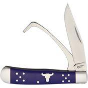 Cattlemans 0067BL Farrier's Companion Folding Pocket Knife with Blue Delrin Handle