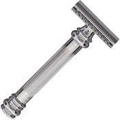 Dovo 9038001 Double Edge Safety Razor Chrome Plated Construction with Knurled American Barber Pole Handle