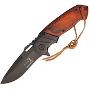 Elk Ridge A003BW Ballistic Assisted Opening Drop Point Folding Pocket Knife Brown Pakkawood Wood Handles