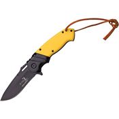 Elk Ridge A003BY Ballistic Assisted Opening Drop Point Linerlock Folding Pocket Knife with Yellow Bone Handles