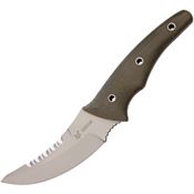 Fox 512OD Recon Fixed Cobalt Steel Sawback Blade Knife with Green Micarta Handles