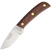 Grohmann 104SF Mini Skinner Fixed Stainless Blade Knife with Polished Brown Wood Handles