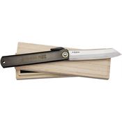 Higonokami O15BL Folder Knife with Black Stainless Handle and Bamboo etch and Lanyard Hole