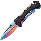 MTech A847RB Rescue Rainbow Assisted Opening Linerlock Folding Pocket Knife