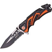 MTech A865EMO Rescue EMT Assisted Opening Part Serrated Linerlock Folding Pocket Knife