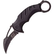 MTech XA833BK Karambit Black Assisted Opening Part Serrated Karambit Linerlock Folding Pocket Knife