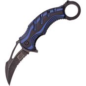 MTech XA833BL Karambit Blue Assisted Opening Part Serrated Karambit Linerlock Folding Pocket Knife