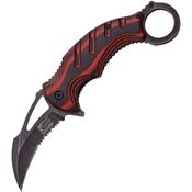 MTech XA833RD Karambit Red Assisted Opening Part Serrated Karambit Linerlock Folding Pocket Knife