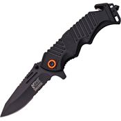 MTech XA838BS Rescue Black Assisted Opening Part Serrated Linerlock Folding Pocket Knife