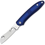Spyderco 189PBL Roadie Plain Folding Pocket Knife with Blue FRN Handle