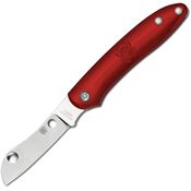 Spyderco 189PRD Roadie Plain Folding Pocket Knife with Red FRN Handle