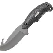 Schrade 2143OT Copperhead Guthook Fixed Blade Knife with Black Snake Skin Textured Rubberized Onlay Handles