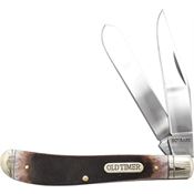 Schrade 94OTB Gunstock Trapper Folding Pocket Knife with Saw Cut Bone Handle