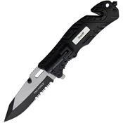 Tac Force 835SH Sheriff Rescue Assisted Opening Part Serrated Linerlock Knife with Black Aluminum Handles