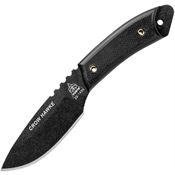 TOPS CRH01 Crow Hawke Fixed Drop Point Blade Knife with Black Linen Micarta Handles