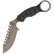 TOPS ELPNX1 Karambit Fixed Tactical Stone Finish Blade Knife with Grooved Black G-10 Handles