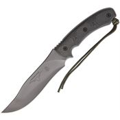 TOPS LONGBBRW Longhorn Bowie Black River Wash Fixed Blade Knife with Black Linen Micarta Handles