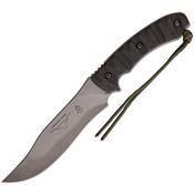 TOPS LONGBRMT Longhorn Bowie Fixed Black River Wash Blade Knife with Black Linen Micarta Handles