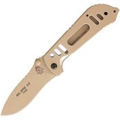TOPS MIL35CT Mil-SPIE Coyote Tan Drop Point Linerlock Folding Pocket Knife with Aircraft Aluminum Handles