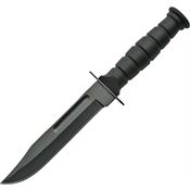 China Made 211360BK Survival Fixed Stainless Clip Point Blade Knife with Black Grooved Rubber Handle
