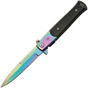 China Made 300102RB Rainbow Stilletto Assisted Opening Stiletto Linerlock Folding Pocket Knife