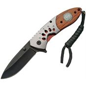 China Made 300272BE Bear Track Assisted Opening Drop Point Linerlock Folding Pocket Knife