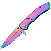 Rite Edge 300351 Assisted Folding Pocket Knife with Titanium Rainbow Coated Stainless Handles