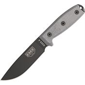 ESEE 4PMBB Model 4 Stainless Fixed Drop Point Blade Knife with Black Linen Micarta Handles