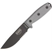 ESEE 4SMBB Model 4 Stainless Fixed Drop Point Blade Knife with Black Linen Micarta Handle