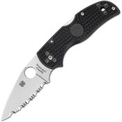 Spyderco 41SBK5 Native 5 Serrated Lockback Folding Pocket Stainless Blade Knife with Black Textured FRN Handle