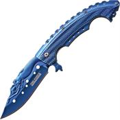 Tac Force 864BL Linerlock Folding Blue Anodized Finish Pocket Knife with Mermaid Textured Aluminum Handles