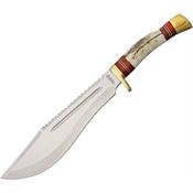 American Hunter 793 Bowie Fixed Stainless Sawback Bowie Blade Knife with Stag Handle