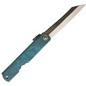 Higonokami O153 Koriwa Folding Pocket Knife with Turquoise Finish Brass Handle