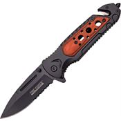 Tac Force 637RW Assisted Opening Part Serrated Drop Point Blade Pocket Knife with Black Finish Stainless Handles