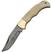 Damascus 1110 Camel Bone Lockback Folding Pocket Knife