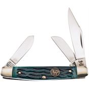 Hen & Rooster 333GPB Stockman Folding Pocket Knife with Green Pick Bone Handle