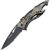 Tac Force 705GC Assisted Opening Part Serrated Linerlock Folding Pocket Knife with Grey Camo Handle