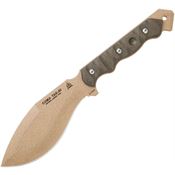 TOPS CUMATK35 CUMA TAK-RI Coyote Tan Coated Fixed Blade Knife with Green Canvas Micarta Handles