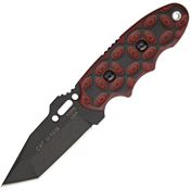 TOPS 203T02 C.A.T. Black Finish Tanto Fixed Blade Knife with Red and Black G10 Handle