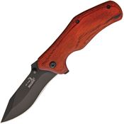 Elk Ridge A013PW Assisted Opening Linerlock Folding Pocket Black Finish Knife with Brown Pakkawood Handles