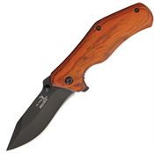 Elk Ridge A013RW Assisted Opening Linerlock Folding Pocket Black Finish Knife with Red Wood Handles