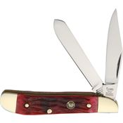 Hen & Rooster 402RPB Peanut Folding Pocket Knife with Red Pick Bone Handle