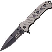 MTech A874GY Gray Assisted Opening Part Serrated Linerlock Folding Pocket Knife