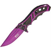 MTech A907PE Black/Purple Assisted Opening Linerlock Folding Pocket Knife