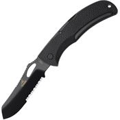 Gerber 1648G EZ Out DPSF Black Part Serrated Blade Lockback Folding Pocket Knife