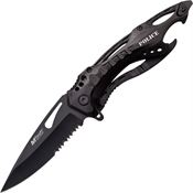 Mtech 705bk Police Part Serrated Linerlock Folding Pocket Knife