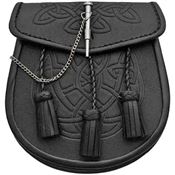 Pakistan 3344 Celtic Knot Sporran Black Leather Pouch with Pin